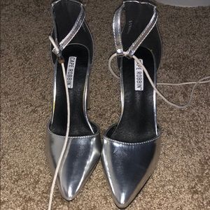 Silver Metallic Chunky Heel